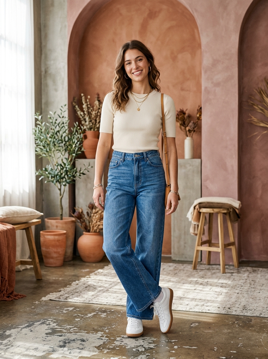 Jeans tiro alto y wide leg de Luna Moda indumentaria femenina